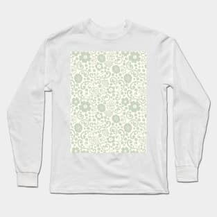 swedish kurbits Scandinavian folkart dala horse traditional vintage rosemaling sage green Long Sleeve T-Shirt